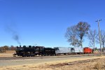 The SMS Restored 0-6-0 9 steam locomotive with the freight photo charter